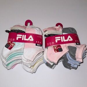 FILA Women’s Gray No Show Socks Size 4-10 Qty 10 Pairs